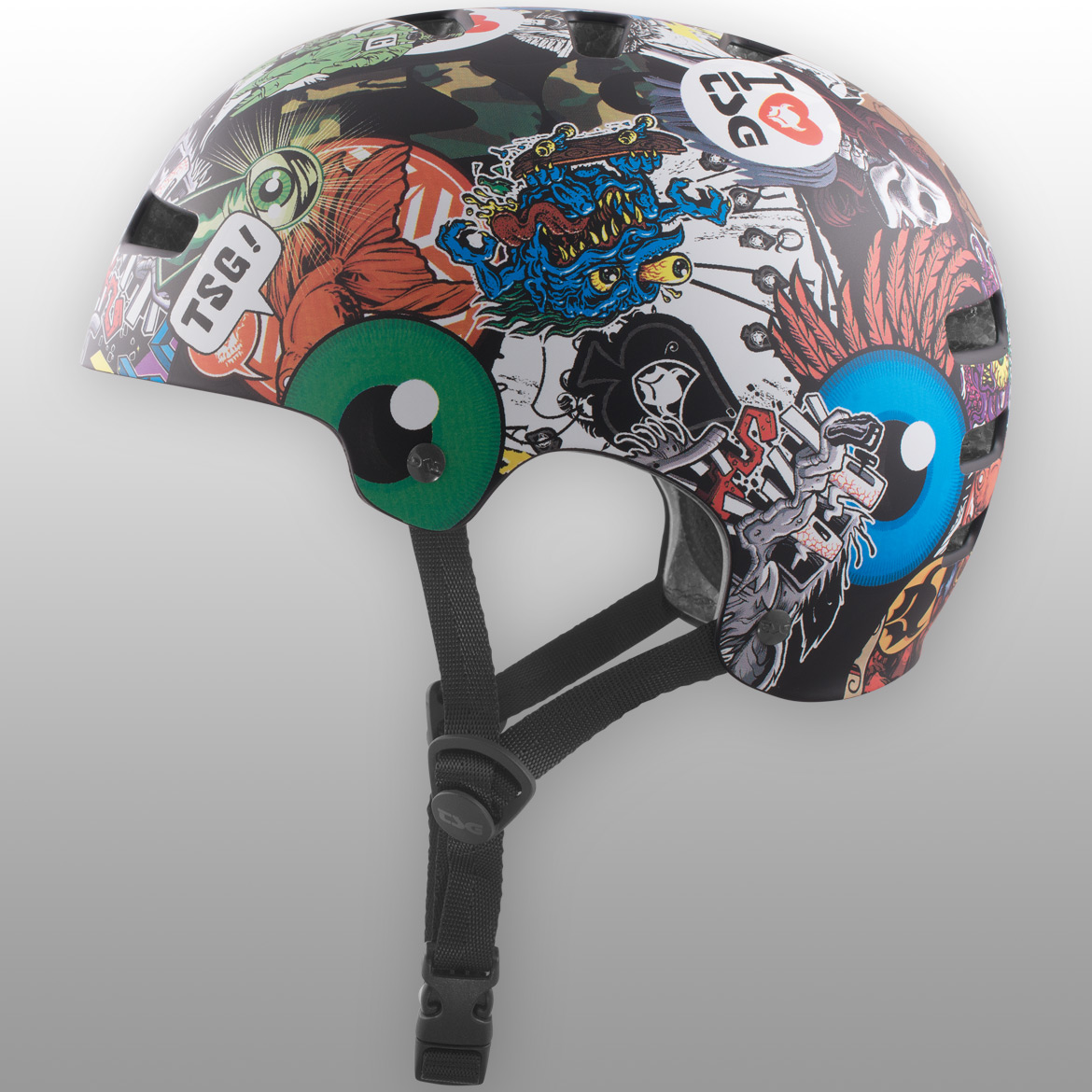 Casque TSG Evolution Stickerbomb – Casque Bowl Mixte, ABS Hardshell, Confort & Ventilation Maximale, BMX / Skate / Trottinette